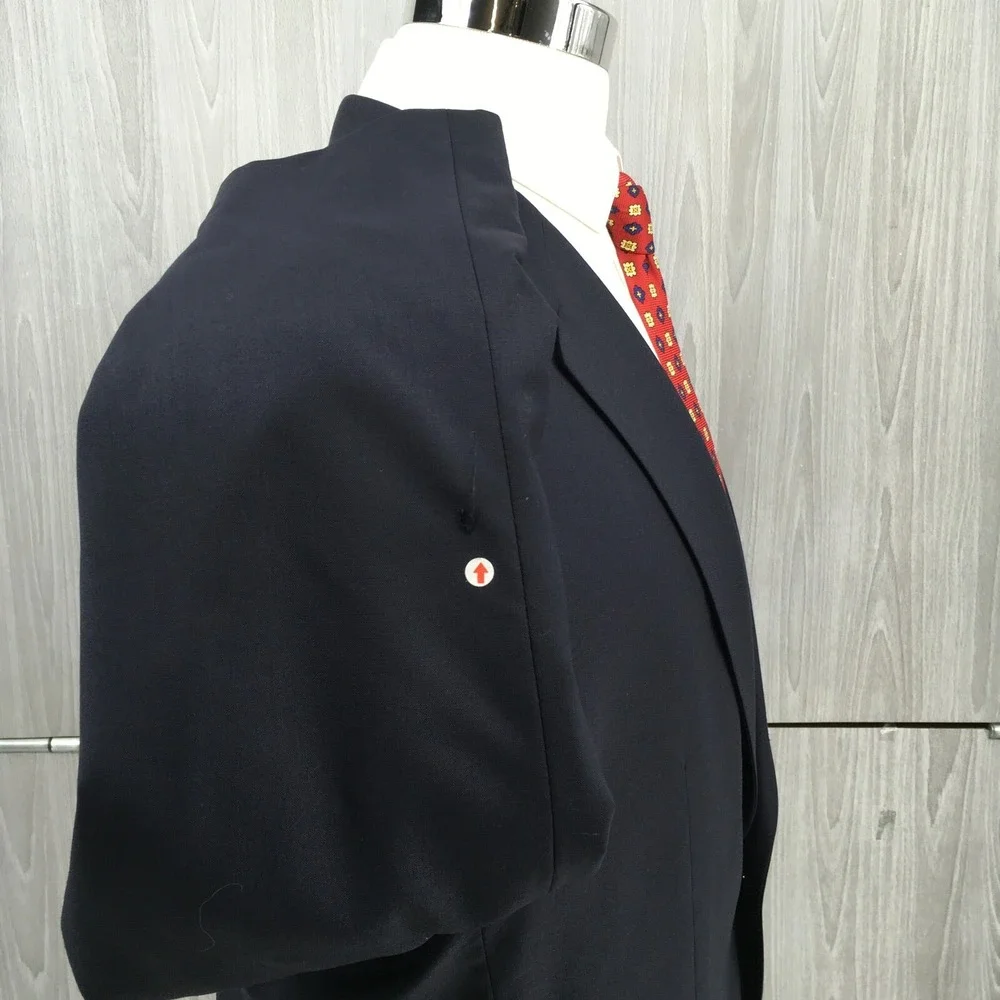Chaps Ralph Lauren Mens Navy Blue 100% Wool 2-Button Blazer Sport Coat 44L